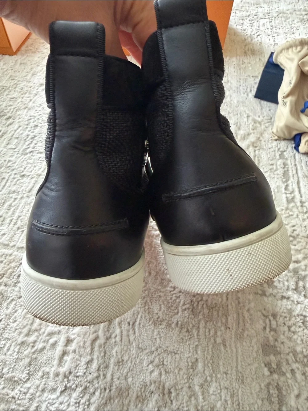 Men Black Embellished High-Top Sneakers